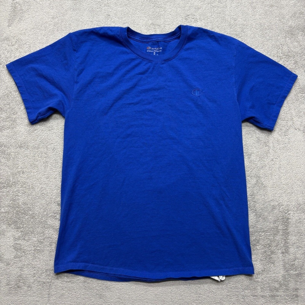 Champion T-Shirt Mens Blue Medium Logo Embroidered Short Sleeve